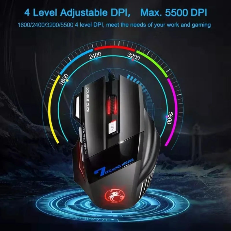 Mouse gamer para jogo computador 3200dpi com LED laser X7 USB Botões Profissional